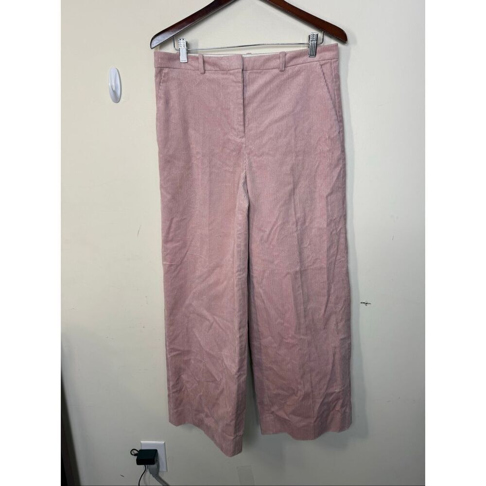 J.Crew Pink Corduroy Stretch Trouser Wide Leg Pants Size 8 High Rise Tailored Wo